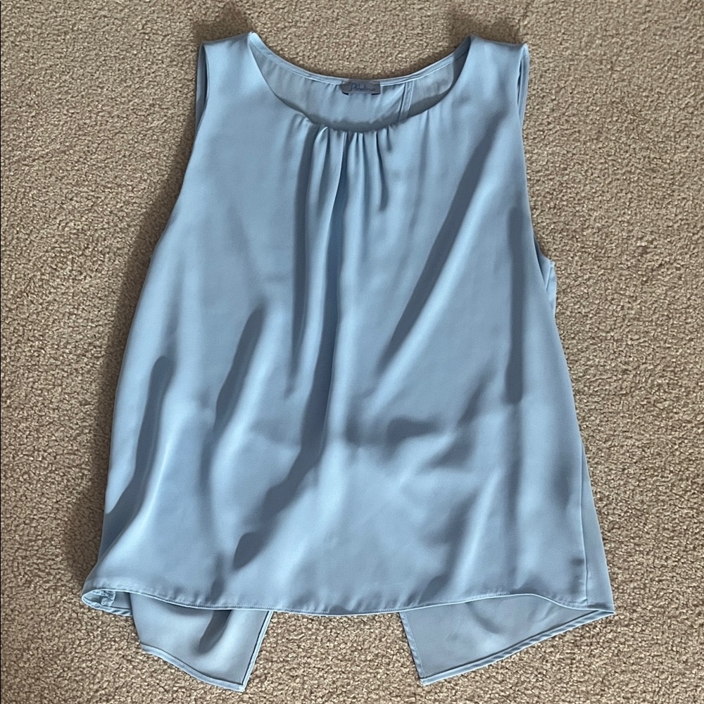 Abbeline Light Blue Sleeveless Women's Top Open Back Size Small